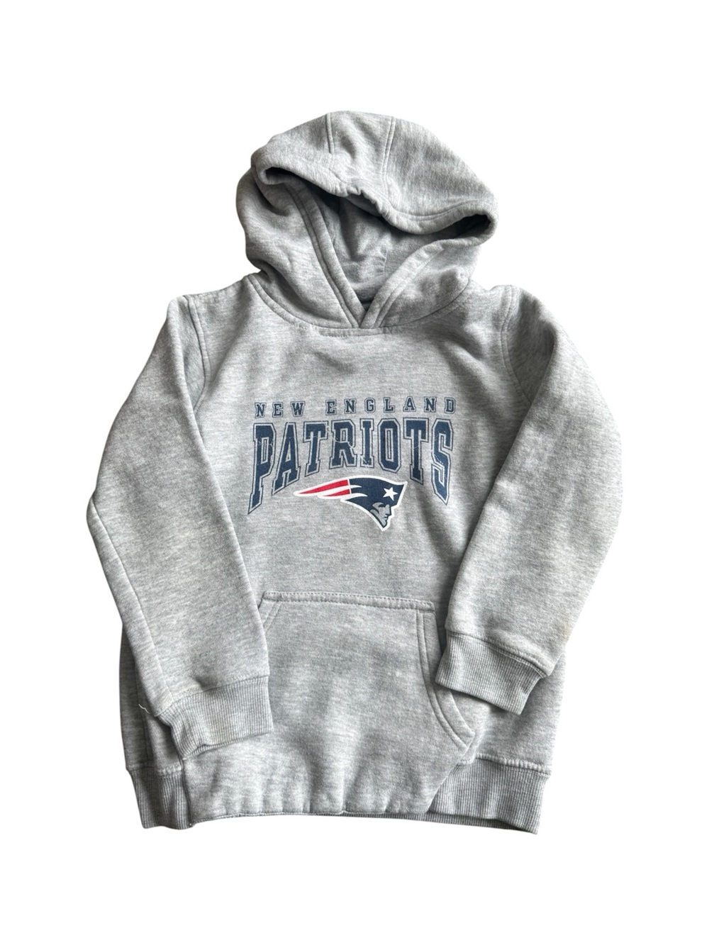 OuterStuff New England Patriots Boys Gray Fleece Hoodie Size Large 6-7